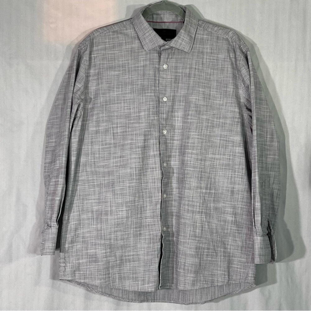 Tattersall SoHo Gray Button Down Cotton Long Sleeve Men’s Shirt Size 17 👍